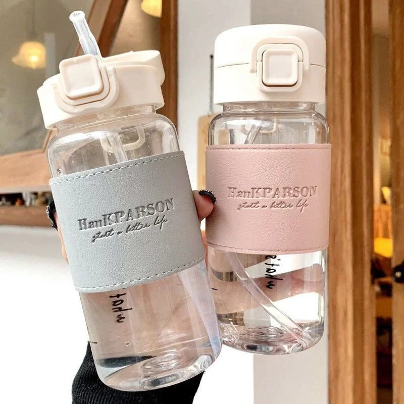 500ml Straw Portable Cute Plastic Drinking Bottle