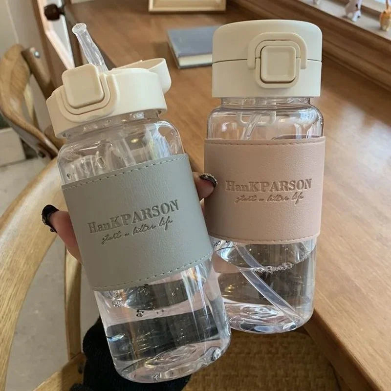 500ml Straw Portable Cute Plastic Drinking Bottle