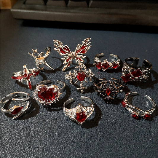 Vintage Red Crystal Rings